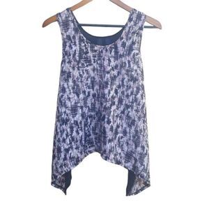 90's Hashtag Print Color Blocked Sleeveless SharkBite Hem Tank‎  Pink Black Sz S